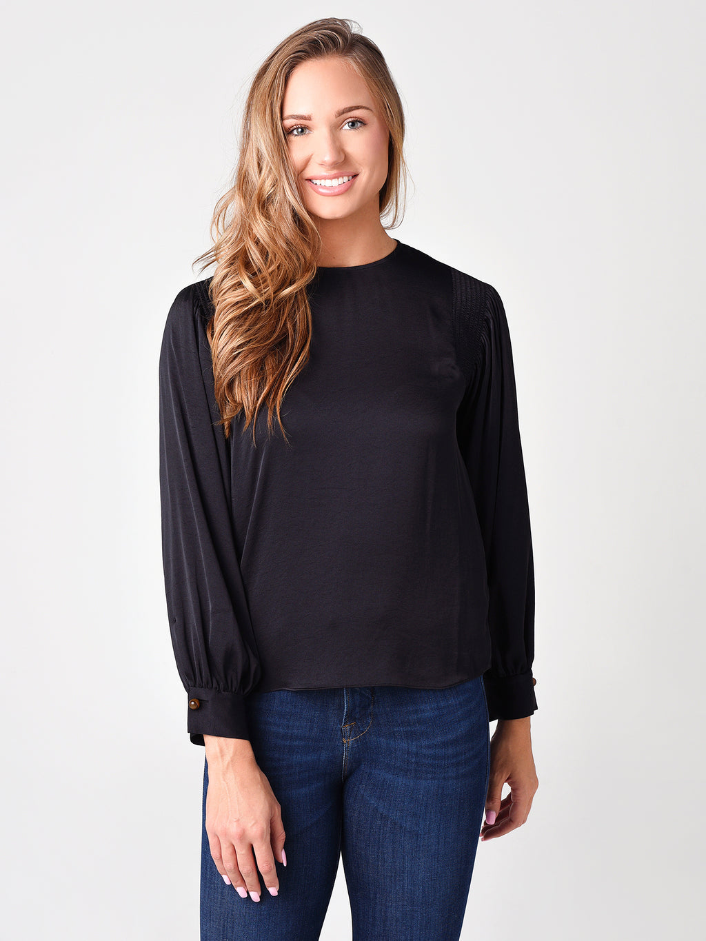 Vince Women's Smocked Long Sleeve Blouse - Saint Bernard