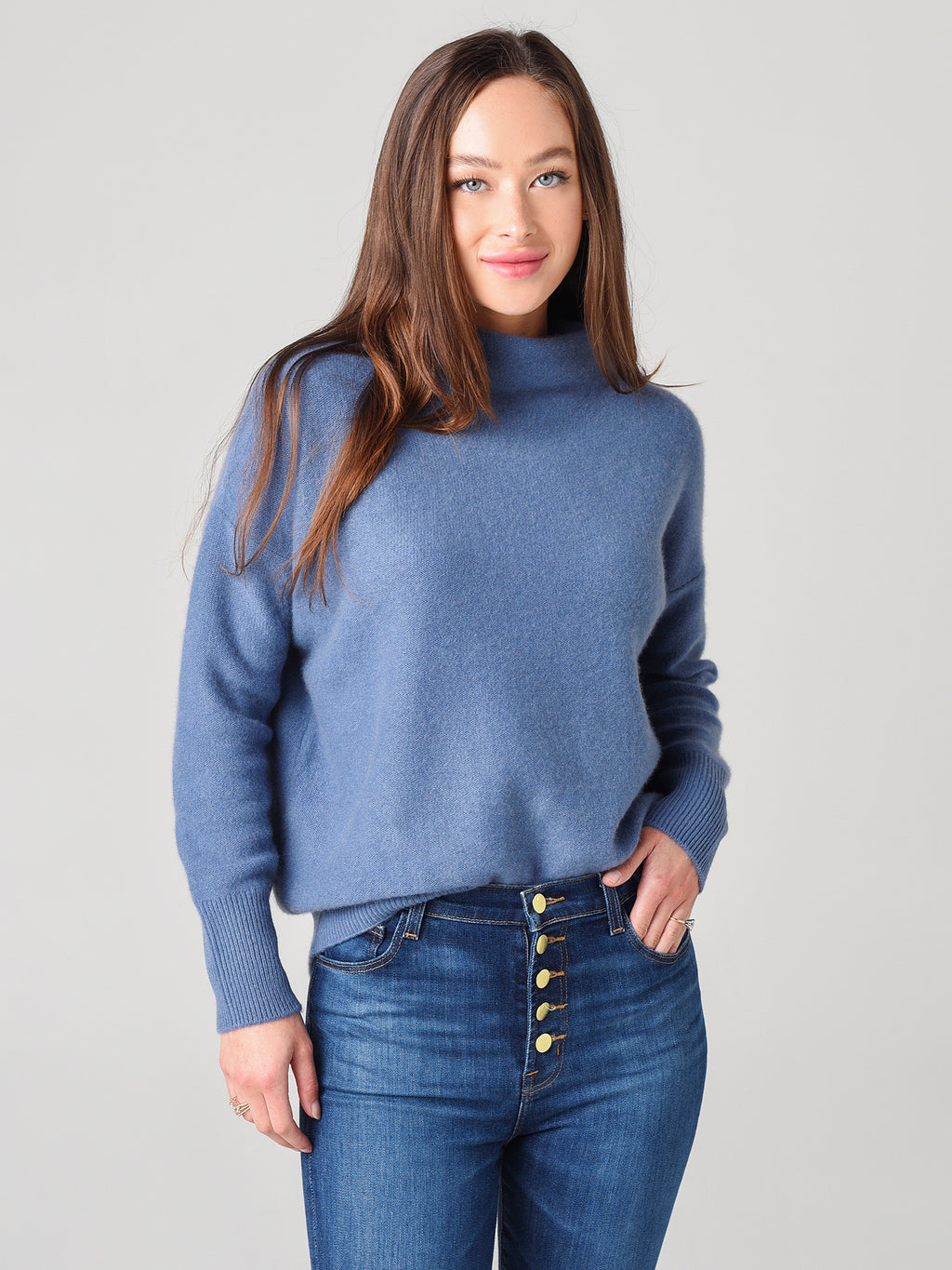 Vince Women's Boiled Cashmere Funnel Neck Pullover Sweater - Saint Bernard