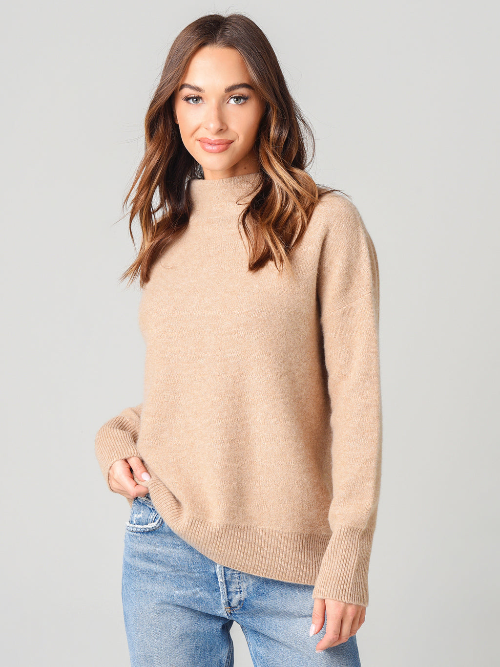 Vince Women's Boiled Cashmere Funnel Neck Pullover Sweater - Saint Bernard