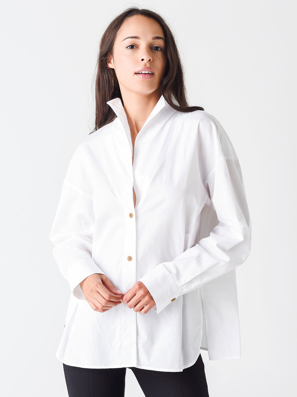 Vince Women's Stand Collar Shirt - Saint Bernard