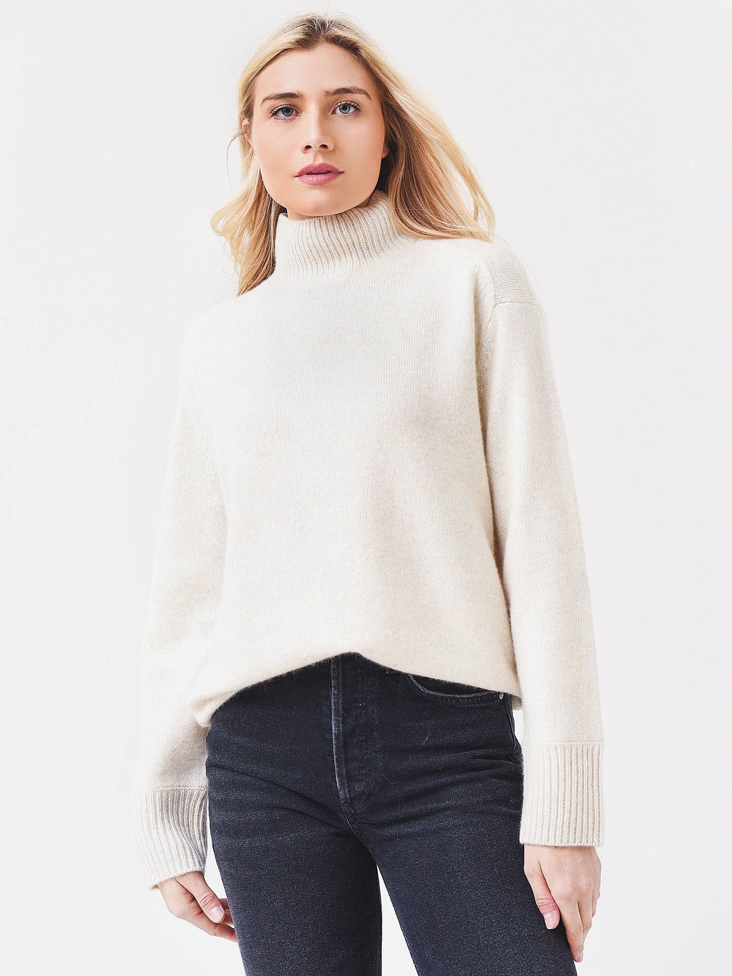 Vince Women's Side Slit Turtleneck Sweater - Saint Bernard