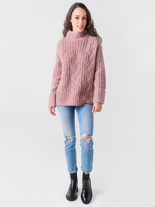 Vince Women's Mirrored Cable Turtleneck