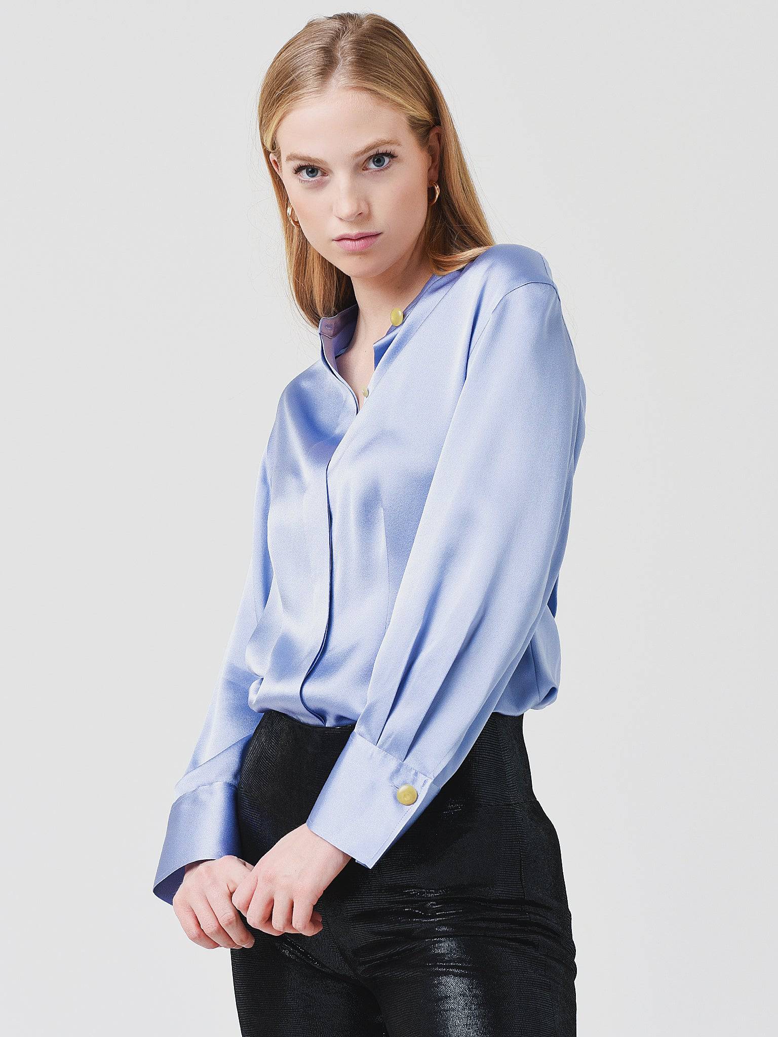 Vince Women's Silk Shaped Long Sleeve Blouse - Saint Bernard