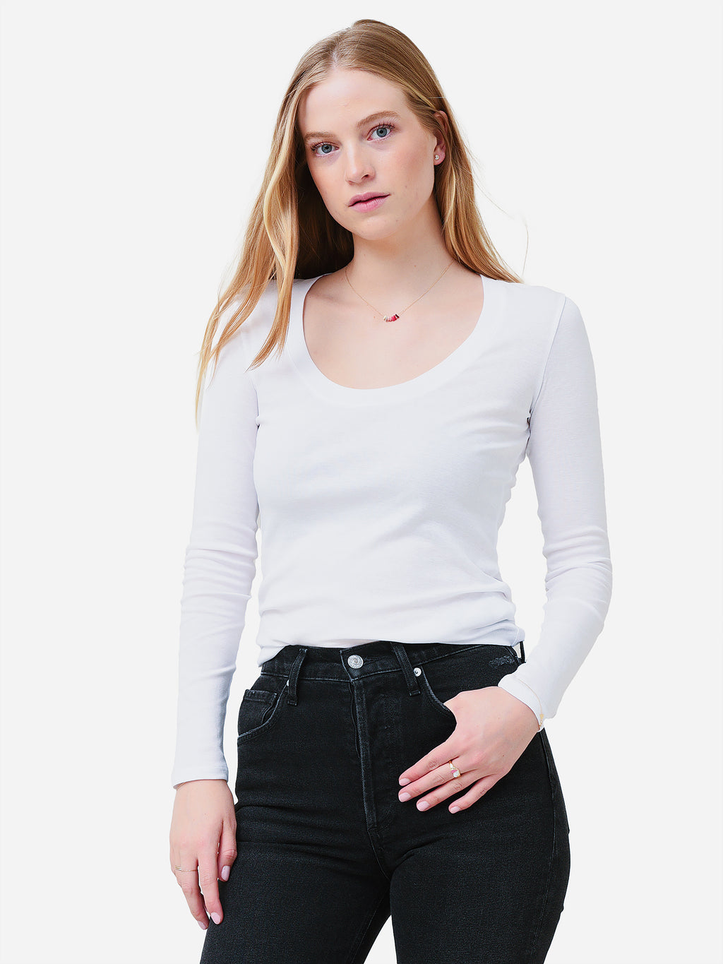 Vince Women's Scoop Neck Long Sleeve Tee - Saint Bernard