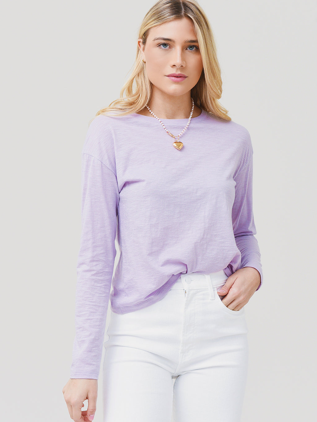 Vince Women's Boxy Long Sleeve Crew Neck Tee - Saint Bernard