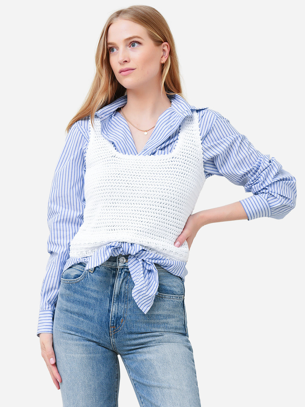 Vince Women's Crochet Square Neck Tank - Saint Bernard