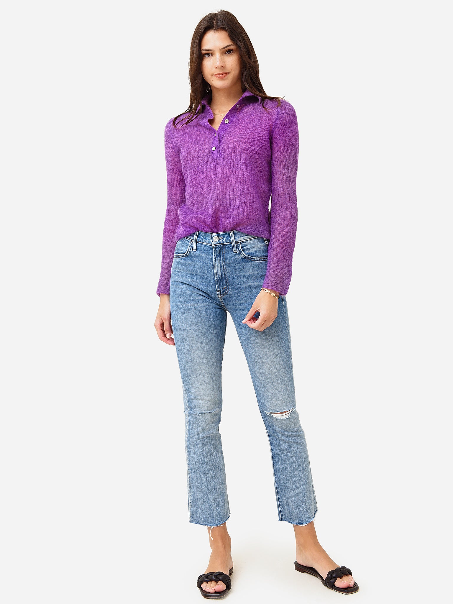 Vince Women's Brushed Polo SweaterN N N Saint Bernard