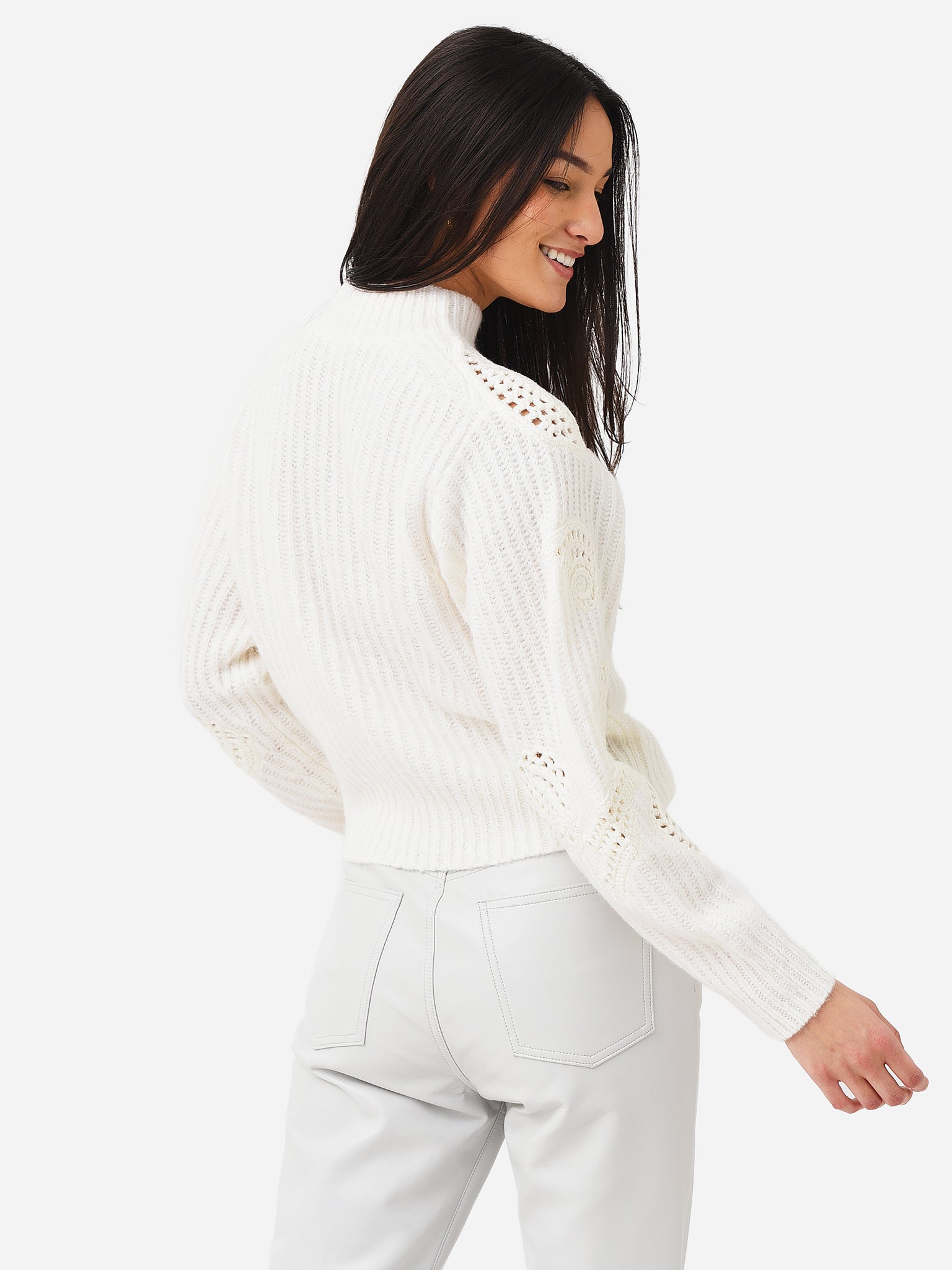 Vince Women's Crochet Mock Neck Sweater | $525.00 | Saint Bernard