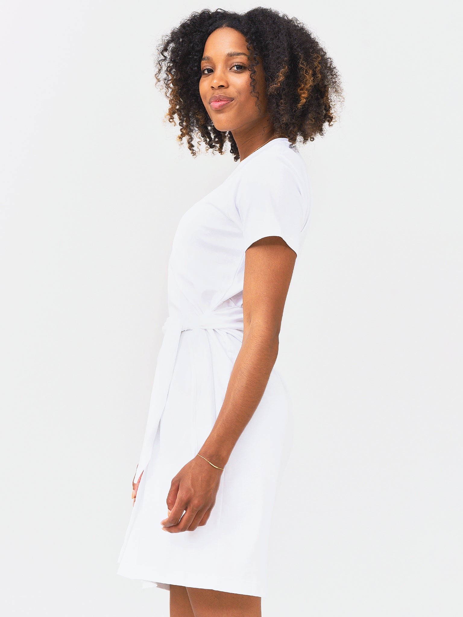 vince white dress Women's Sleeveless V-Neck Wrap Dress, Optic White, Size Xs Ribbed-knit cotton-blend midi dress in