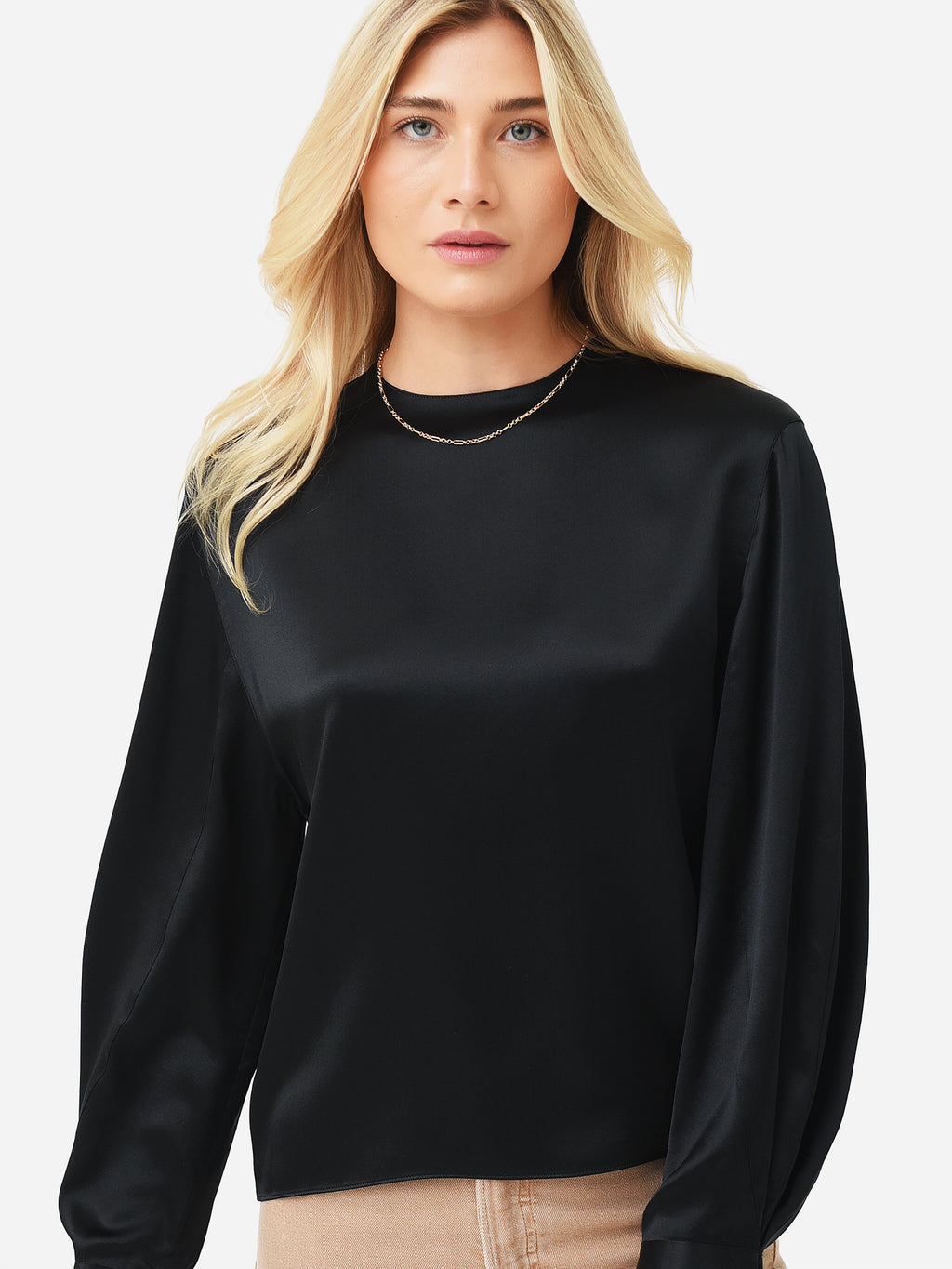 Vince Women's Pleated Cuff Crew Neck Blouse - Saint Bernard