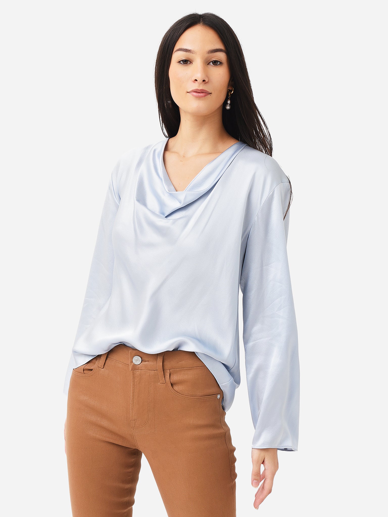 Vince Women's Cowl Neck Long Sleeve Blouse - Saint Bernard