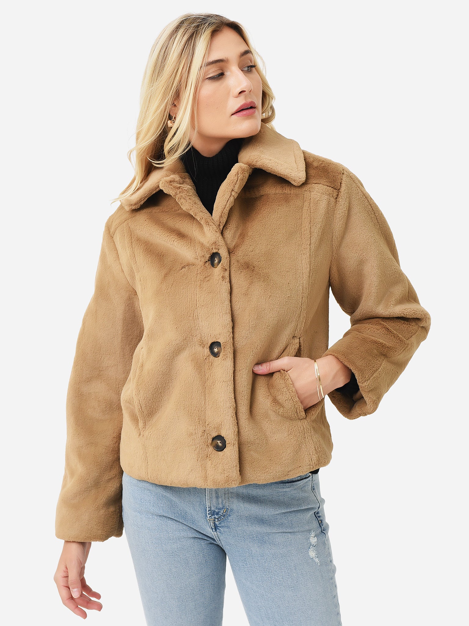 Vince Women's Faux Fur Trucker Jacket - Saint Bernard