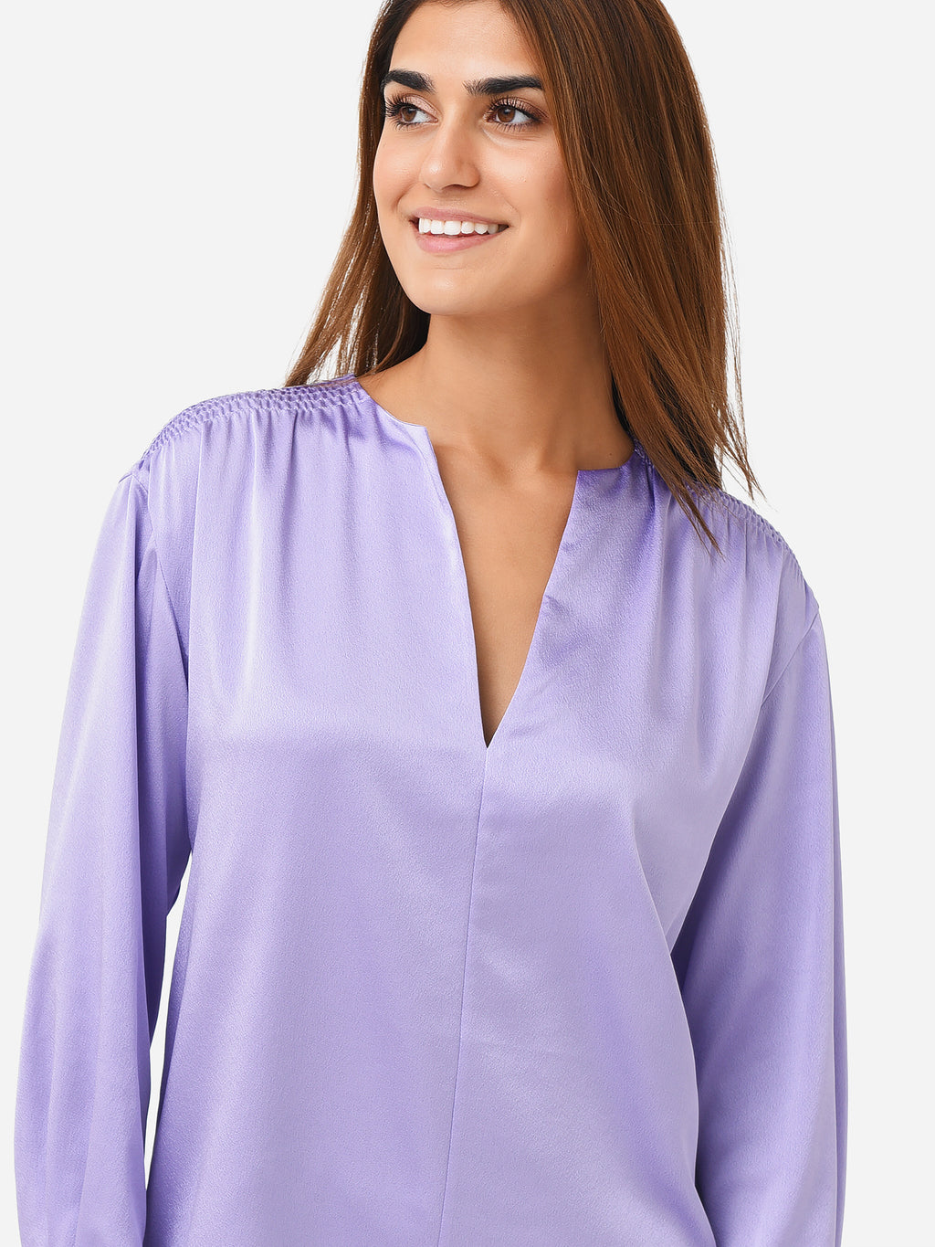 Vince Women's Smocked Long Sleeve Blouse - Saint Bernard