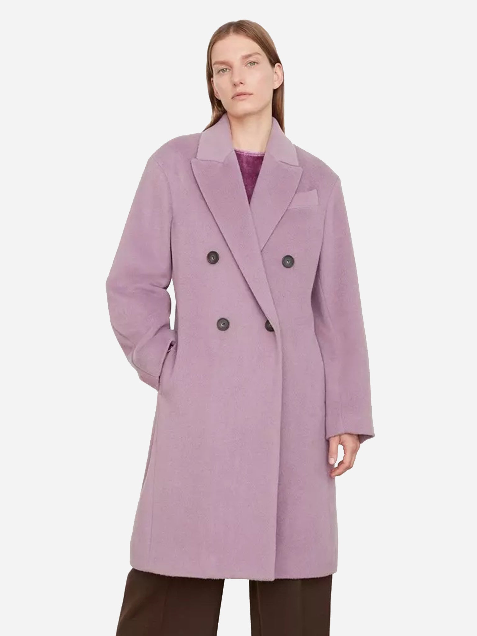 Vince Women's Brushed Wool Double Breast Coat - Saint Bernard