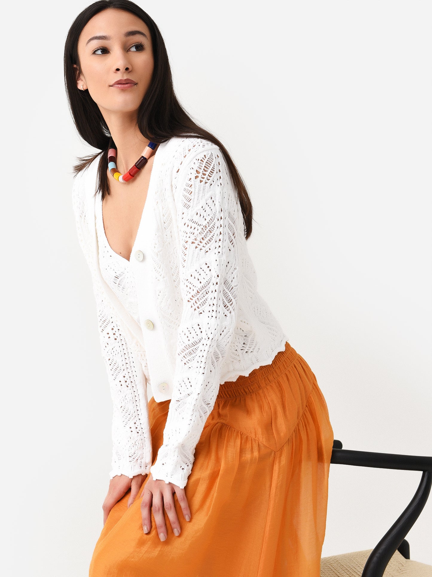 Vince Women's Lace Stitch Cardigan - Saint Bernard