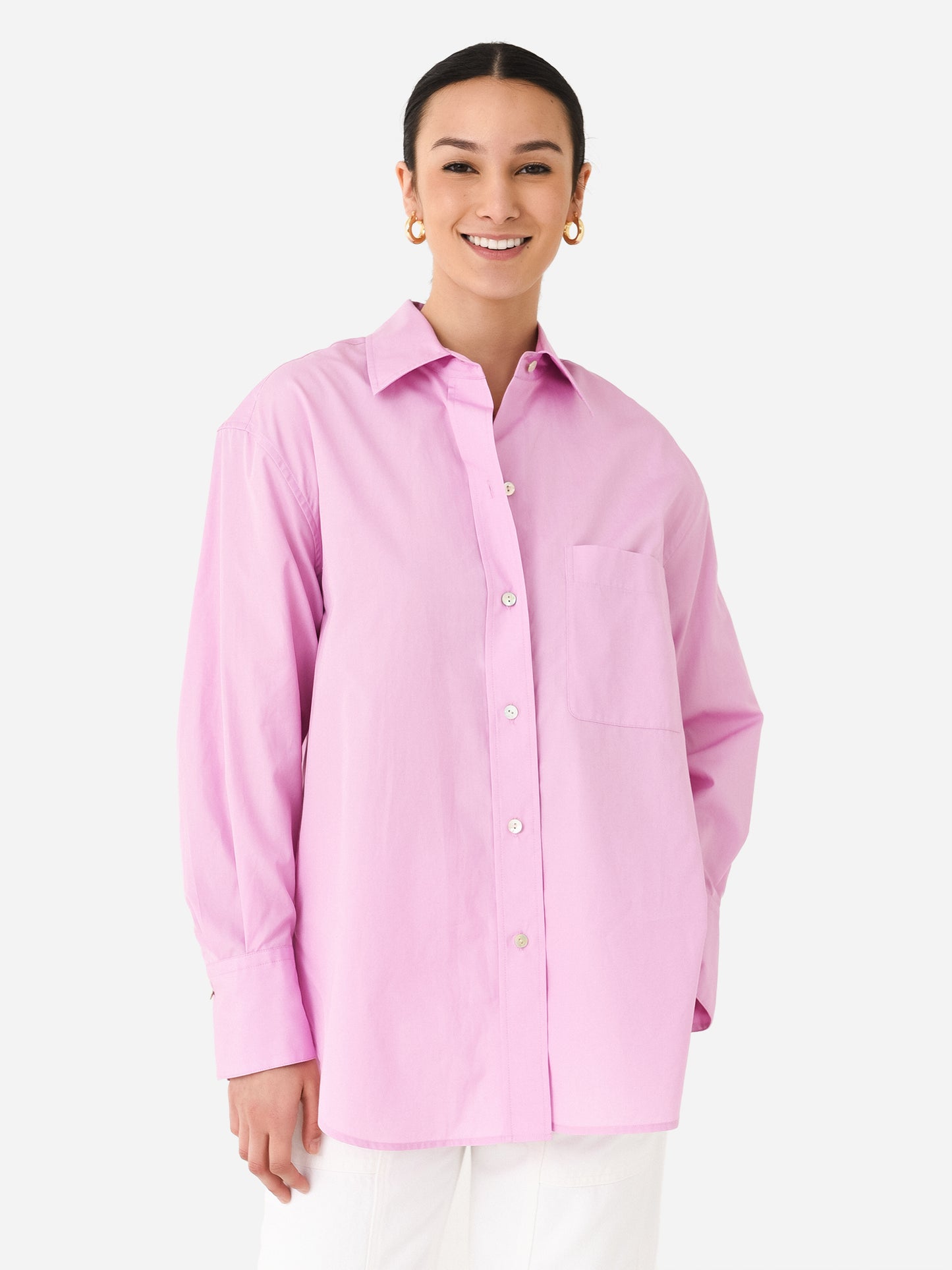 Vince Women's Oversized Long Sleeve Shirt - Saint Bernard