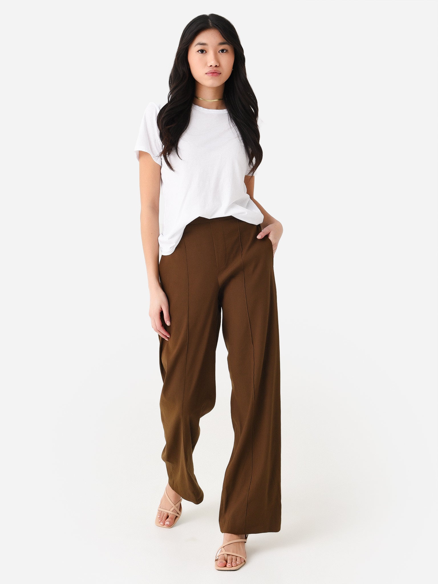 Vince Women's Linen High-Waist Pull-On Pant | $325.00 | Saint Bernard