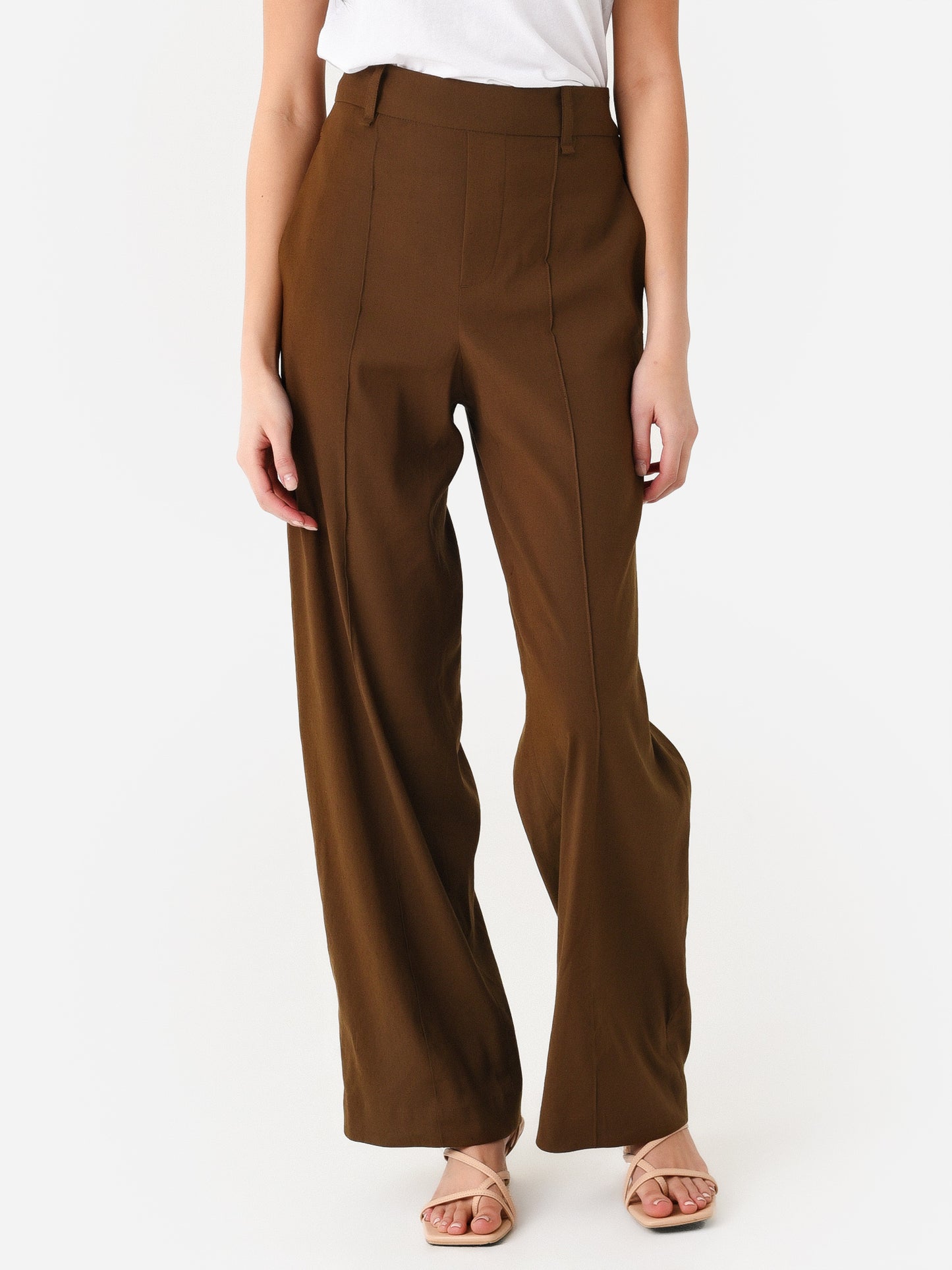 Vince Women's Linen High-Waist Pull-On Pant - Saint Bernard