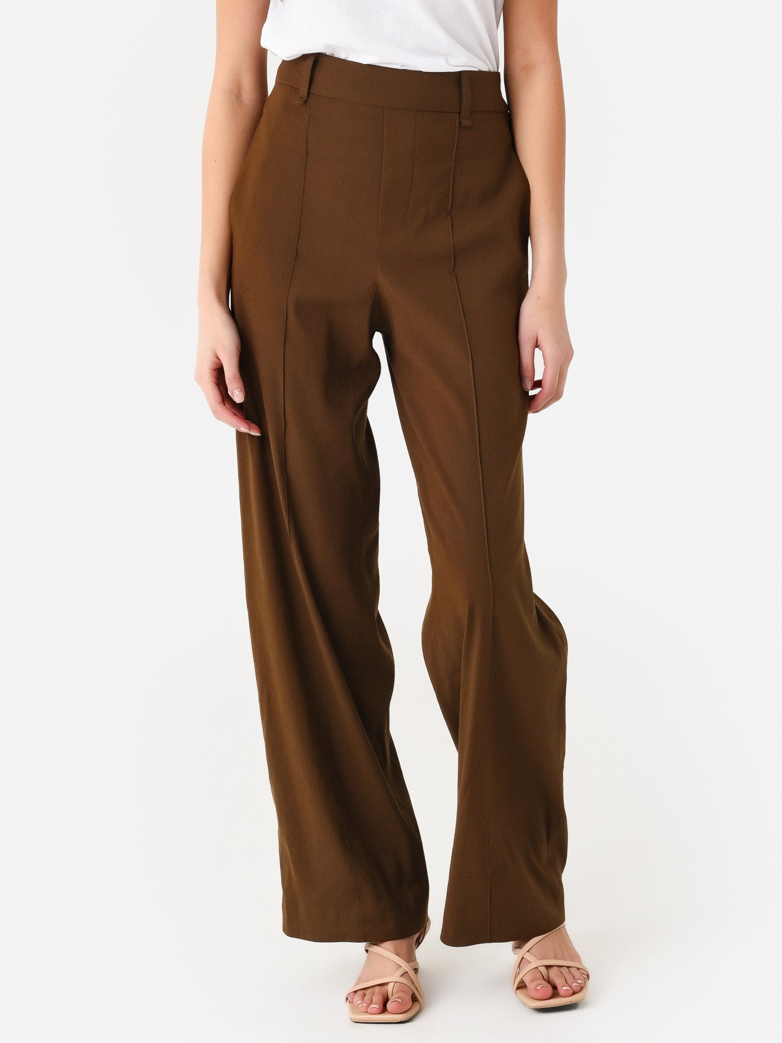 Vince Women's Linen High-Waist Pull-On Pant - Saint Bernard