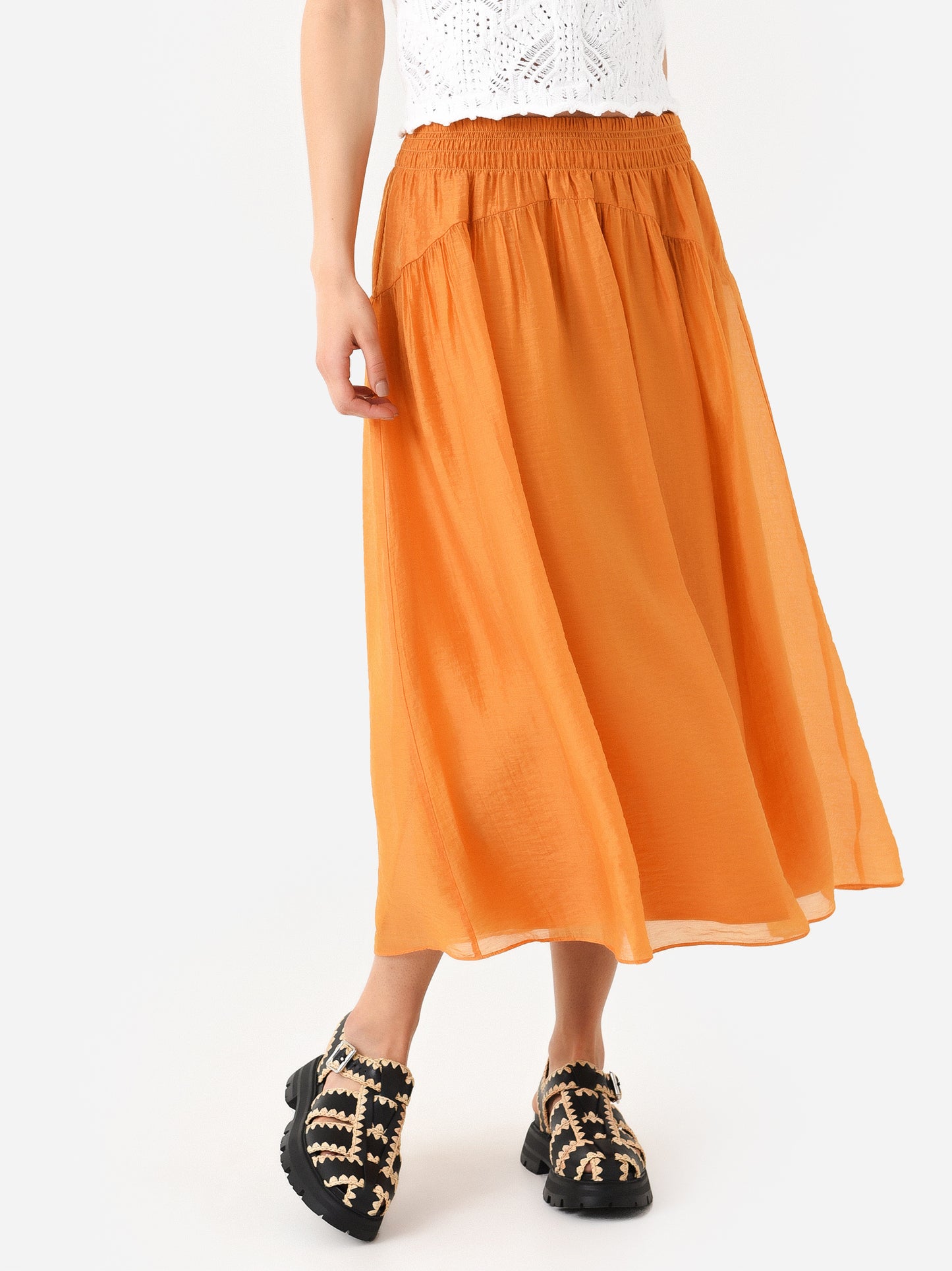 Vince Women's Smocked Waist Pull-On Skirt - Saint Bernard