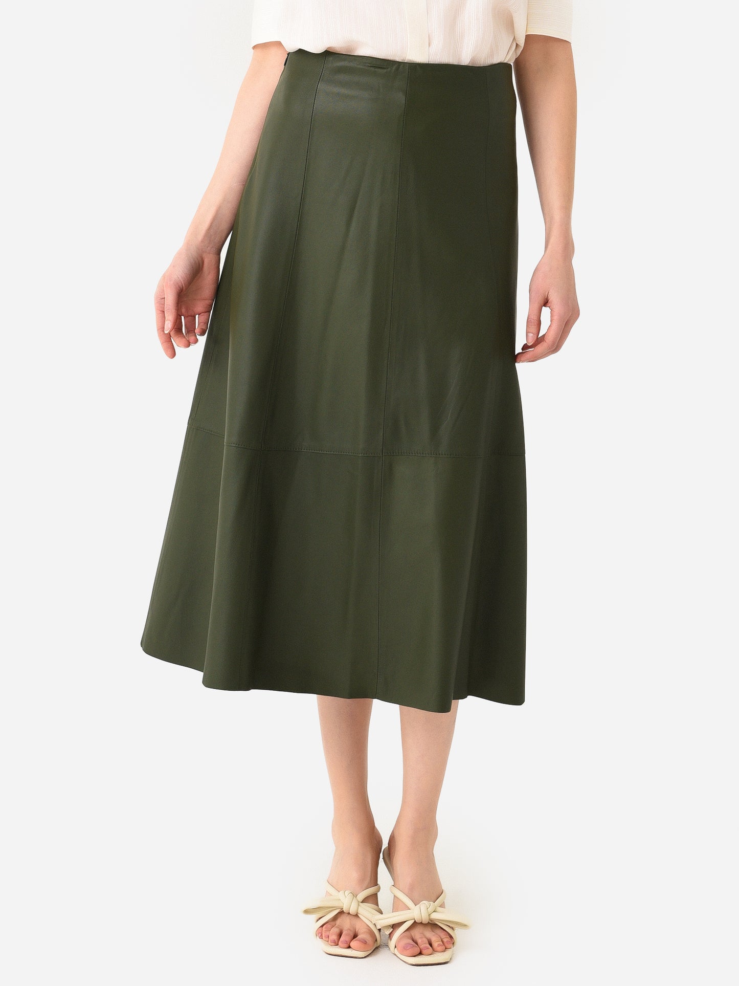 Vince Women's Leather Paneled Midi Skirt - Saint Bernard