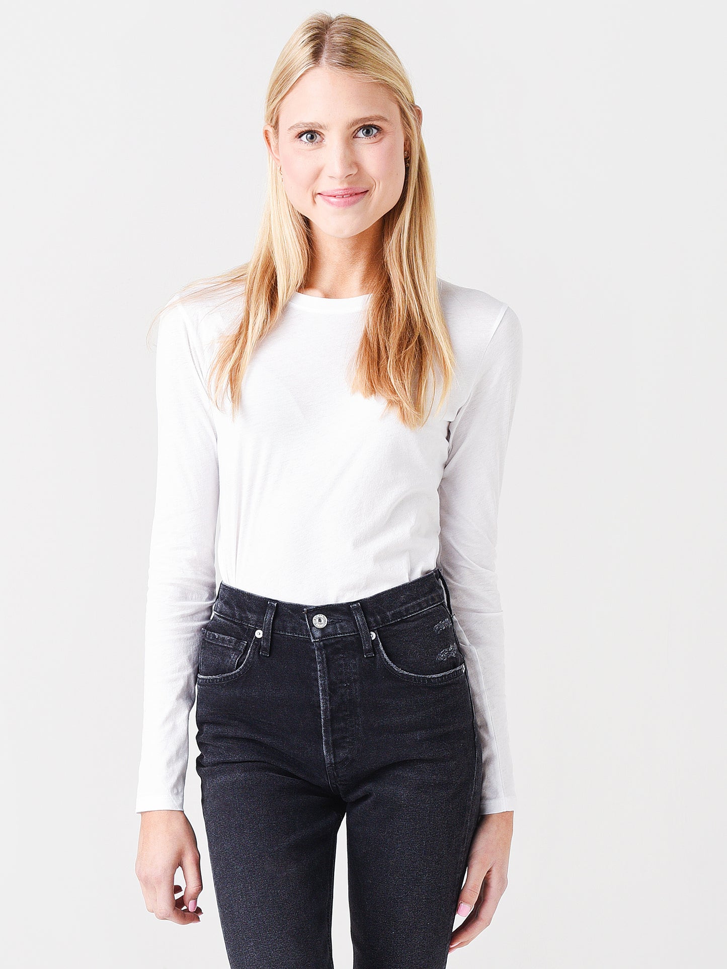 Vince Women's Essential Long Sleeve Crew T-Shirt - Saint Bernard