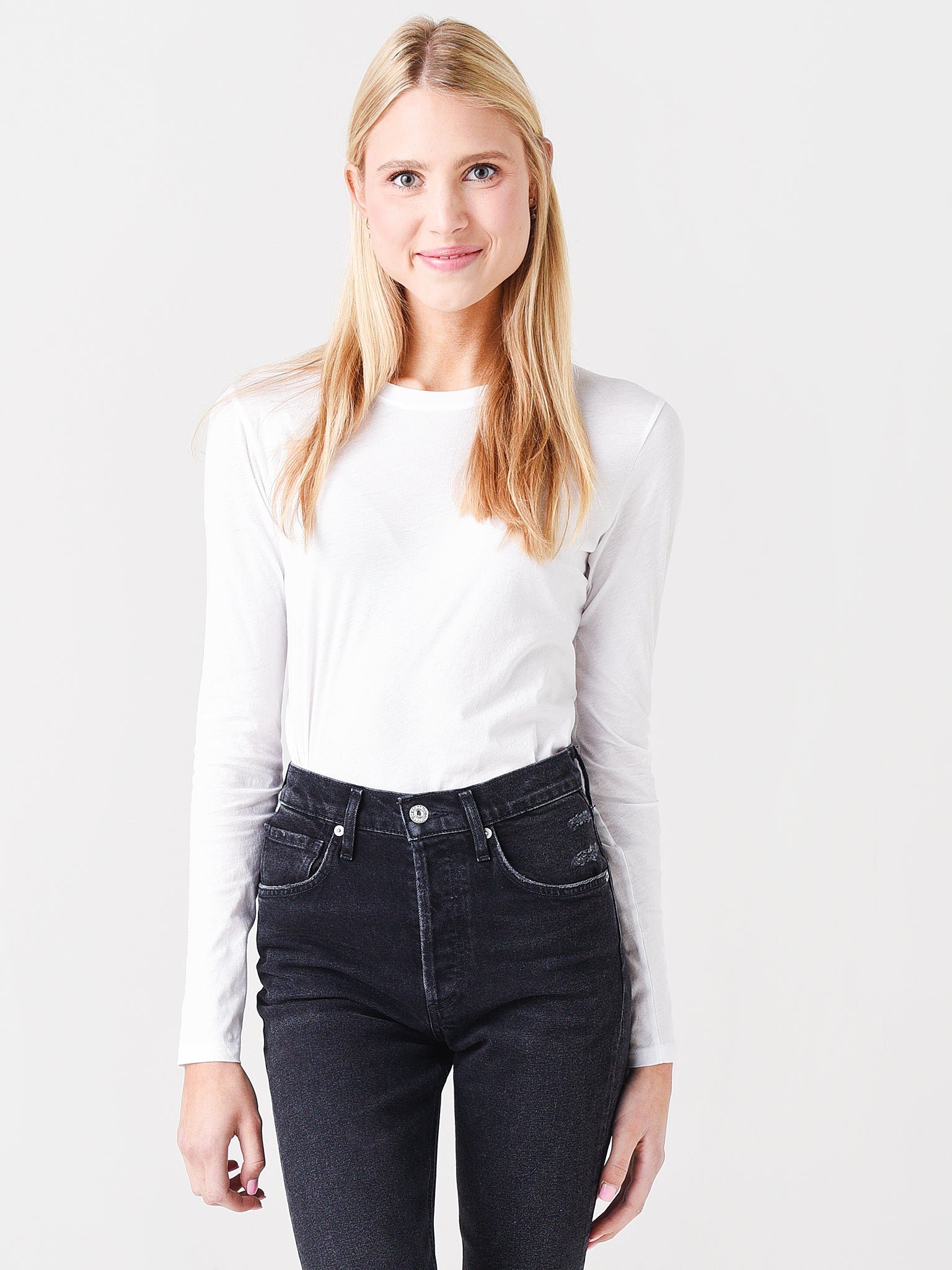 Vince Women's Essential Long Sleeve Crew T-Shirt - Saint Bernard