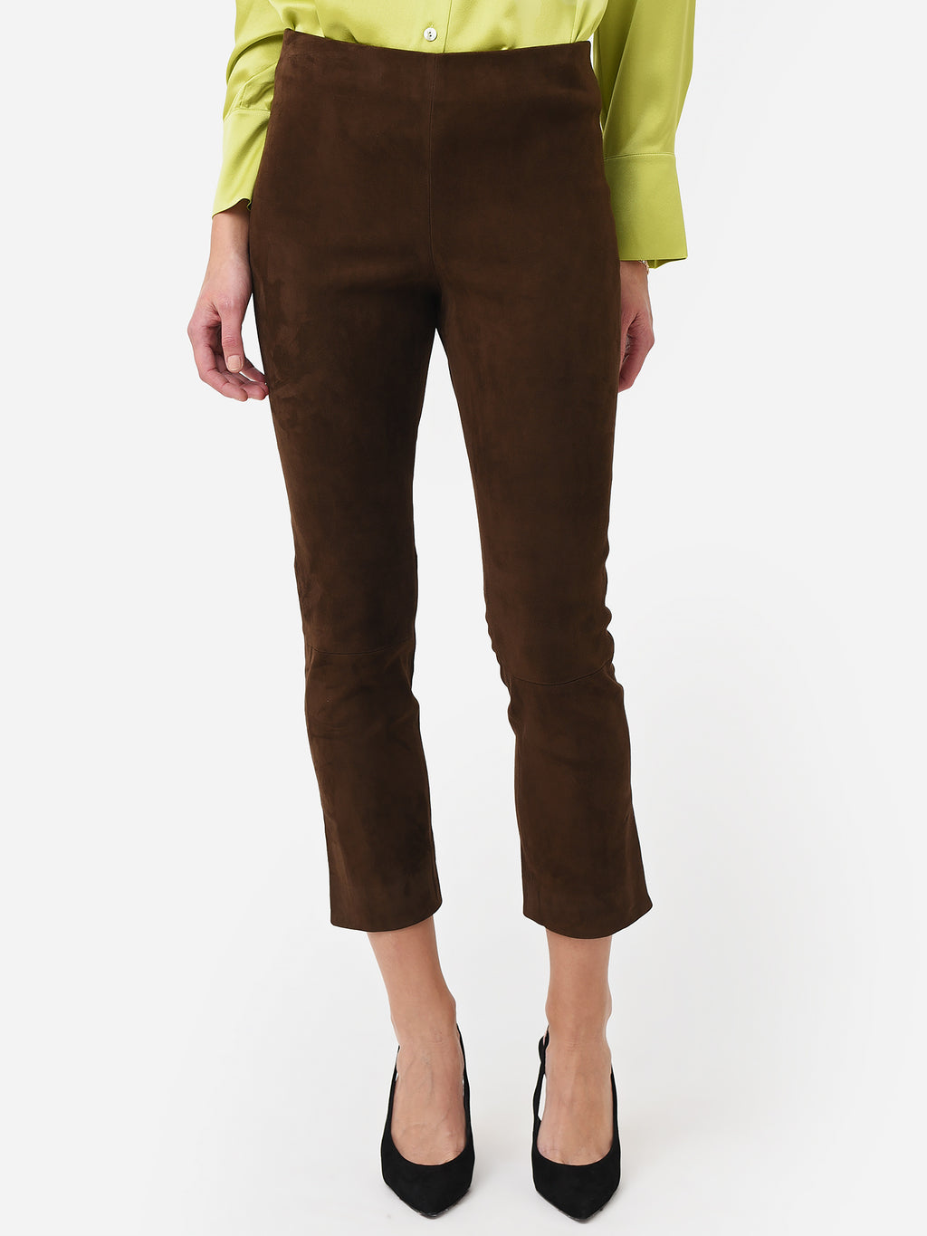 Vince Women's Stretch Suede Split Hem Crop Legging - Saint Bernard