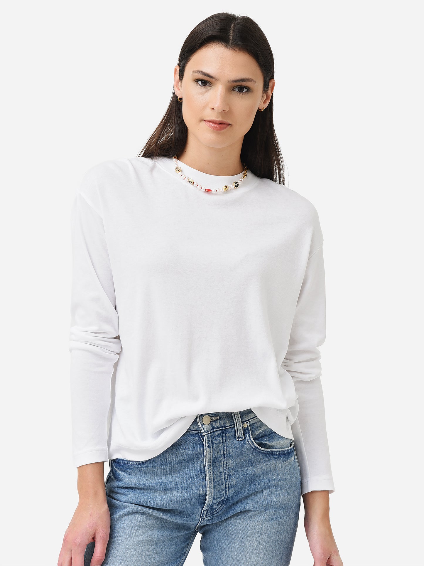 Vince Women's Pima Long Sleeve Mock Neck Tee - Saint Bernard