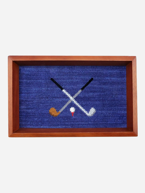 Smathers + Branson Crossed Clubs Needlepoint Valet Tray