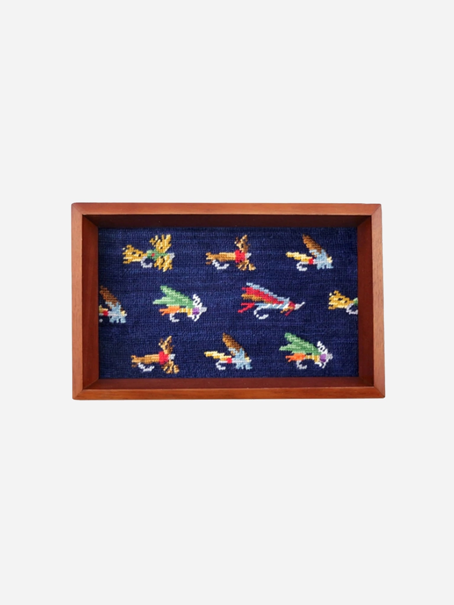 Smathers + Branson Fishing Flies Pattern Needlepoint Valet Tray - Saint Bernard