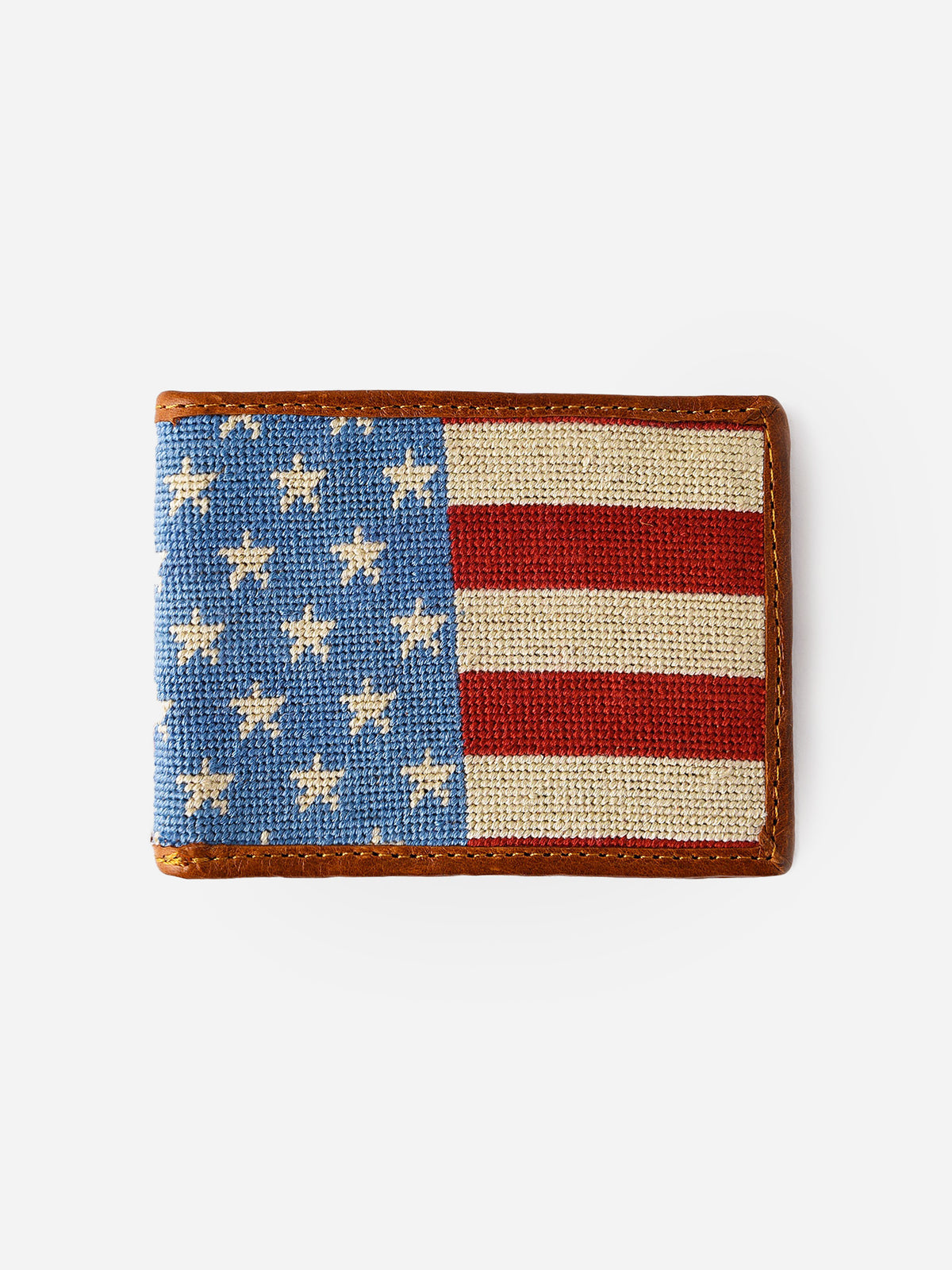 Smathers & Branson Stars And Stripes Needlepoint Bi-Fold Wallet - Saint Bernard
