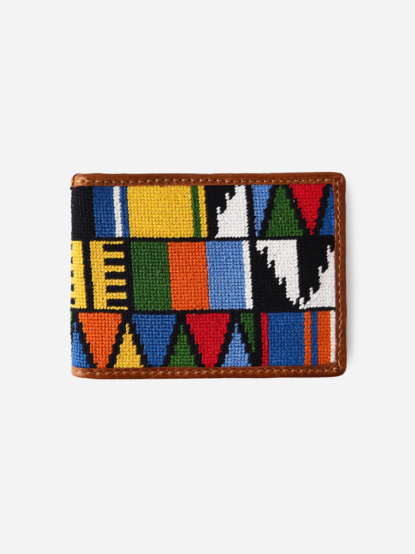 Smathers & Branson Mayan Pattern Needlepoint Bi-Fold Wallet - Saint Bernard