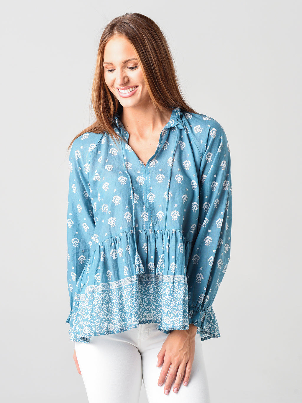 Roller Rabbit Women's Tashi Border Jannella Top - Saint Bernard