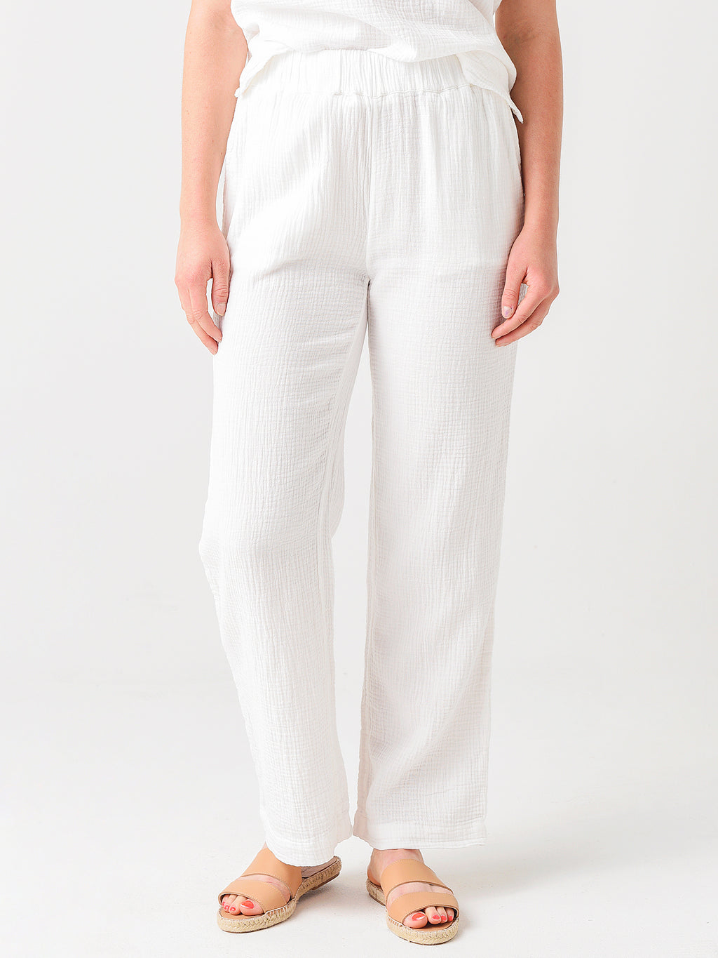 Faherty Brand Women's Dream Cotton Gauze Wide Leg Pant - Saint Bernard
