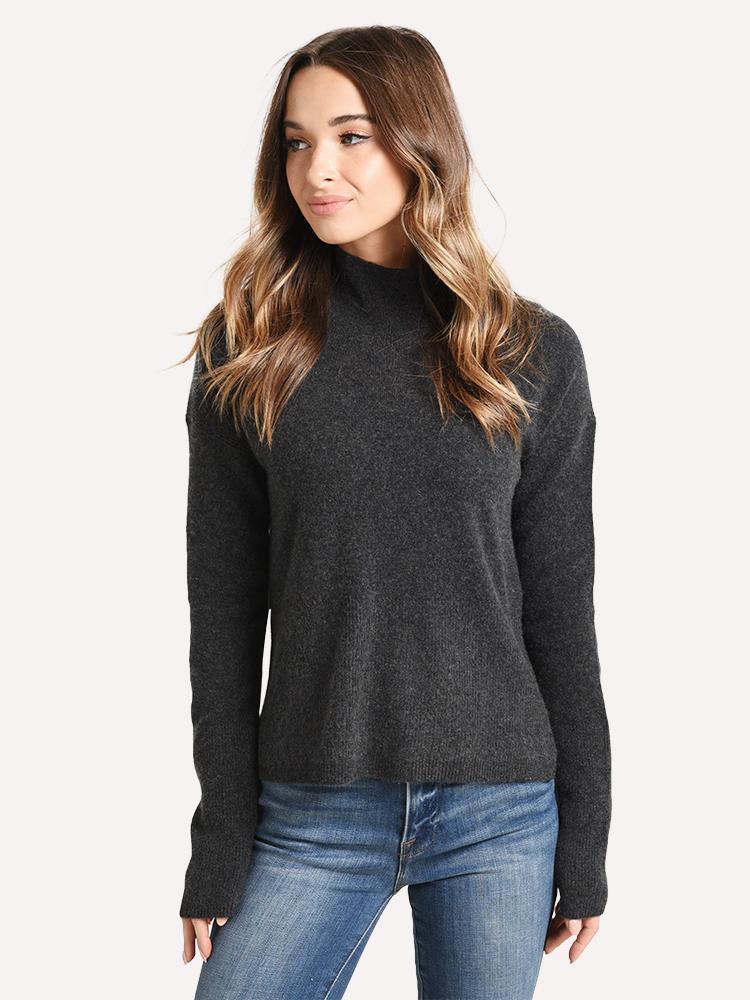 Naadam Cashmere Drop Shoulder Hi-Lo Turtleneck Pullover - Saint Bernard