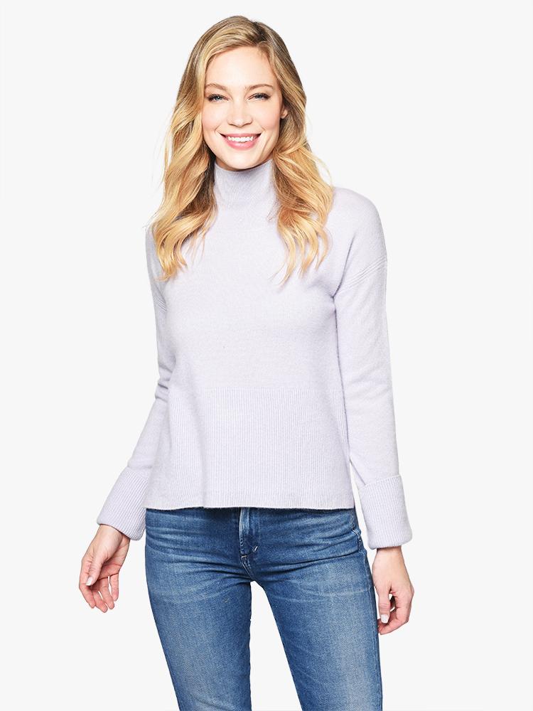 Naadam Cashmere Drop Shoulder Hi-Lo Turtleneck Pullover - Saint Bernard