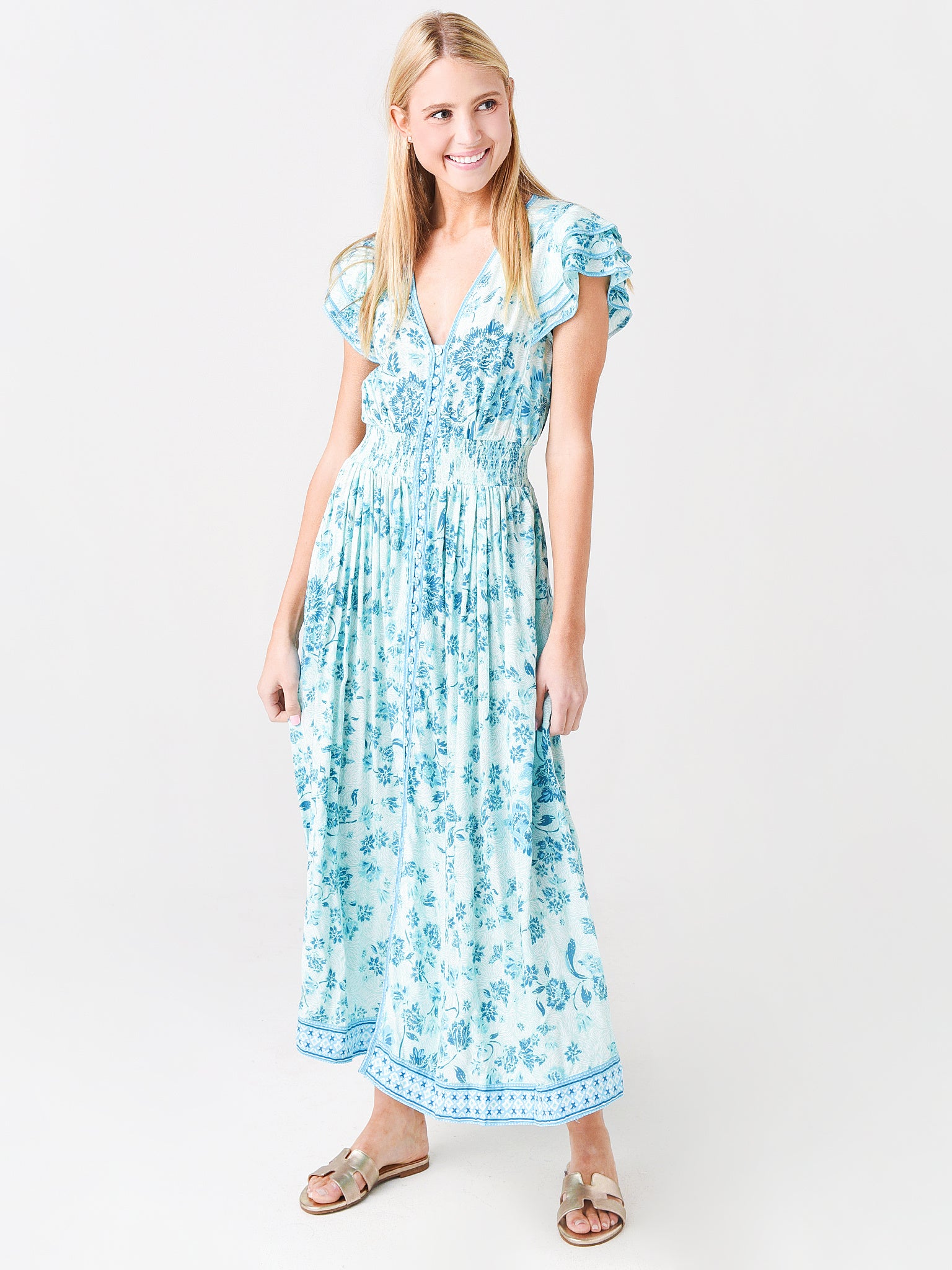 Poupette St Barth Women's Della Aqua Midi Dress - Saint Bernard