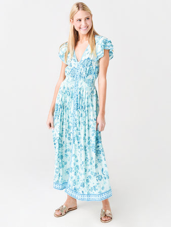 chinese dress ladies Shoreline Muse Linen-Blend Stripe Midi Dress – Impressions Online Boutique