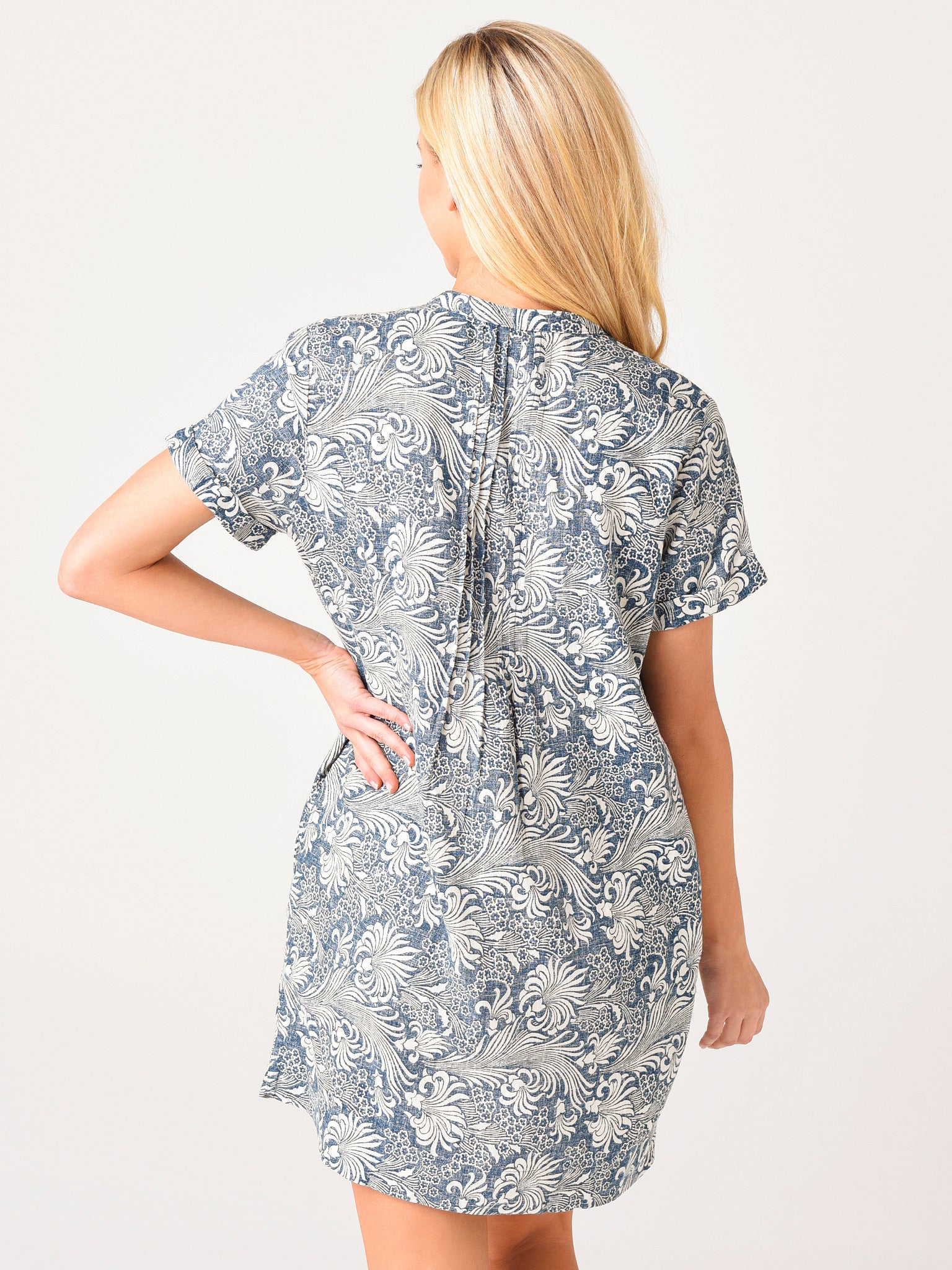 faherty gemina linen dress Brand New Faherty Gemina Blue Sky Linen Dress Pockets $168