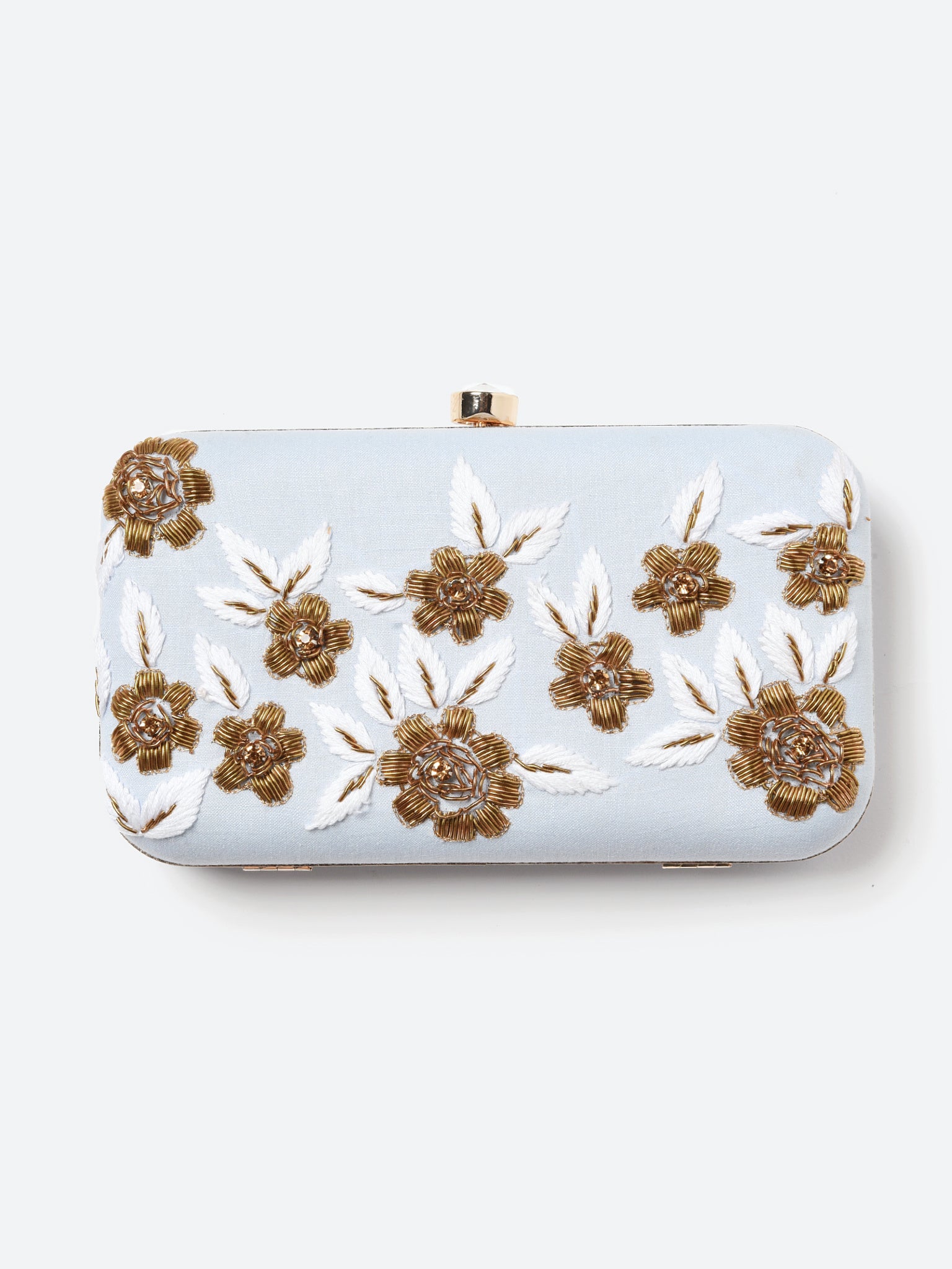 Samser Designs WH Blue Silk Box Bag - Saint Bernard