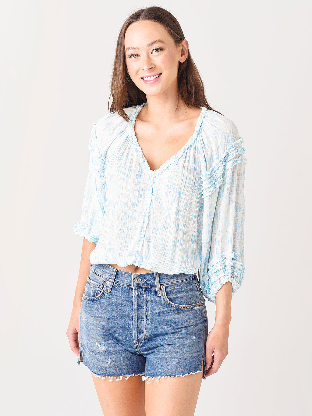 Poupette St Barth Women's India Ruffle Blouse - Saint Bernard