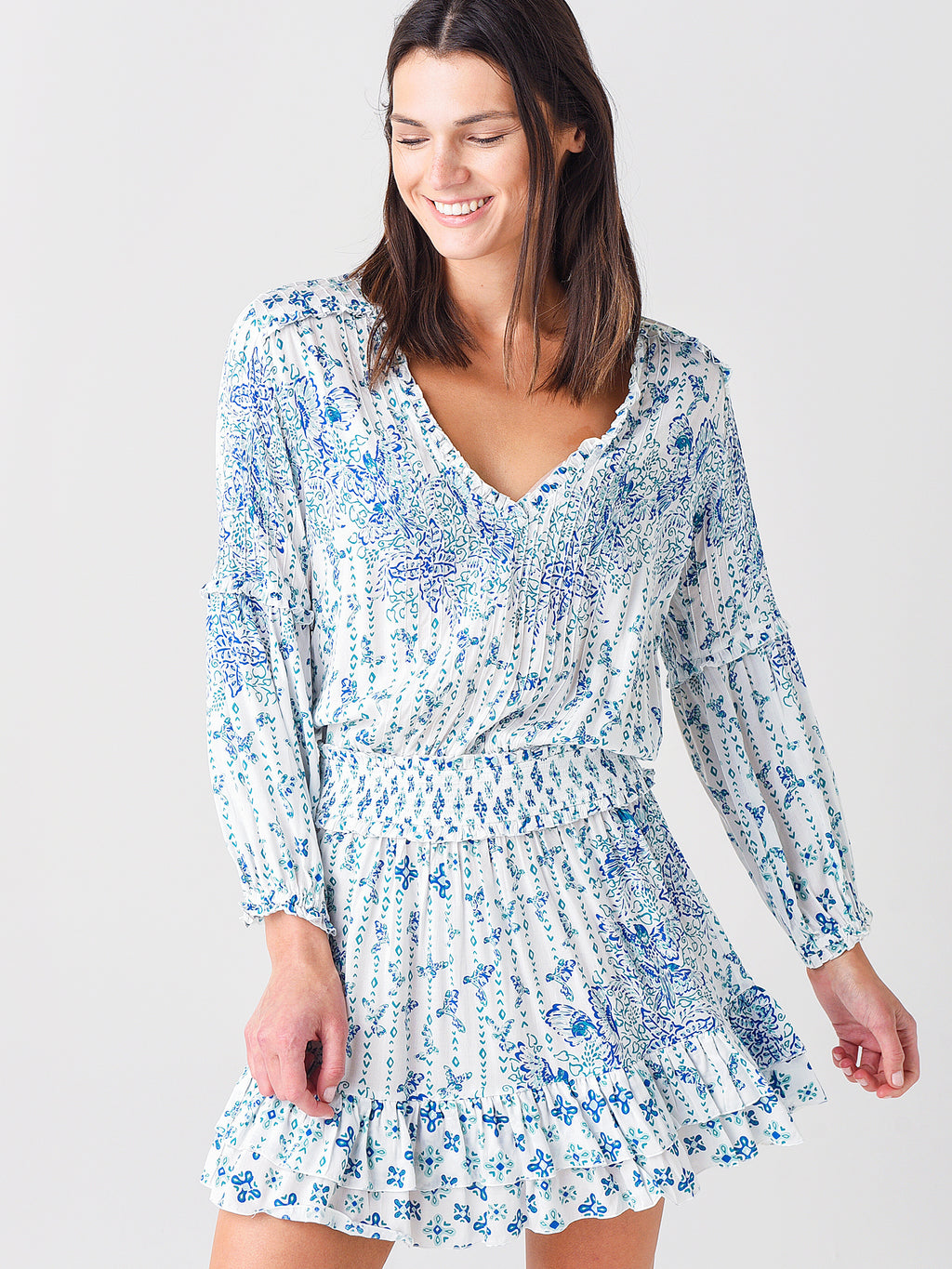 Poupette St Barth Long Sleeve Women's Mini Ilona Dress - Saint Bernard