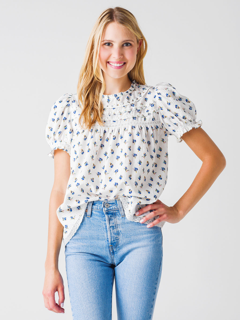 Zadig & Voltaire Women's Tua Dobby Flower Top - Saint Bernard