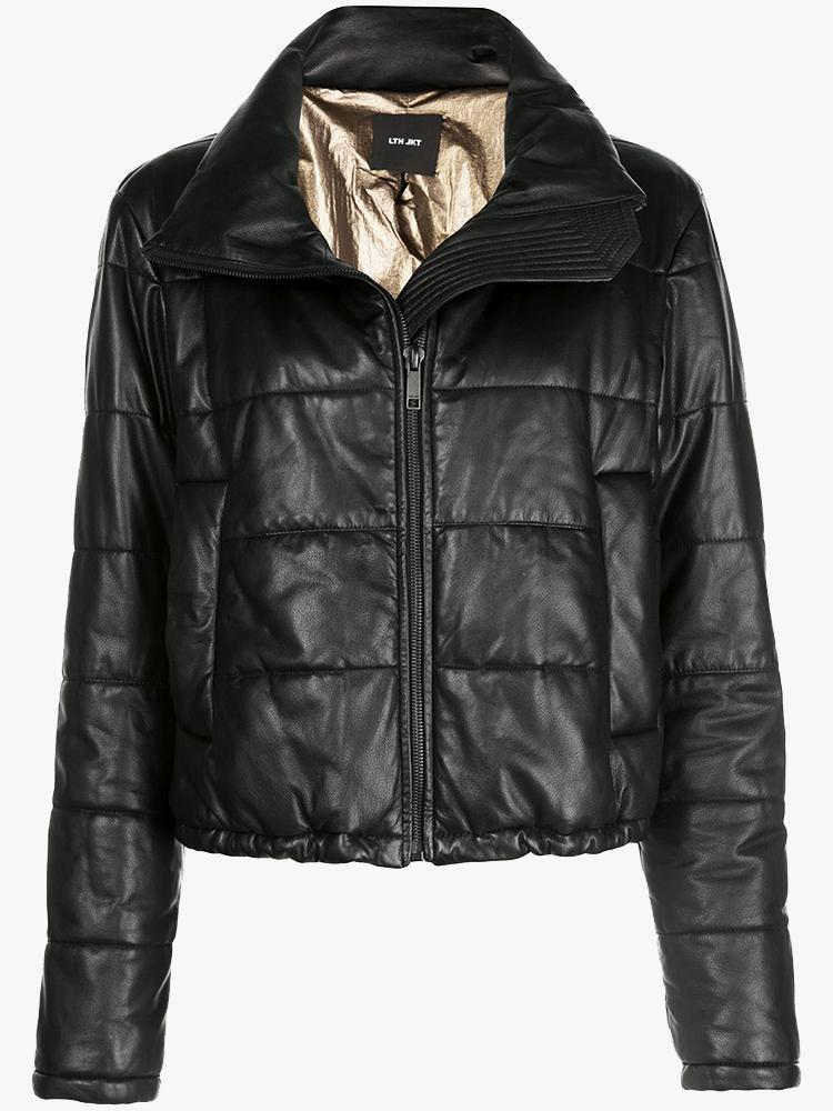 Lth Jkt Women’s Cay Cropped Puffer Leather Jacket