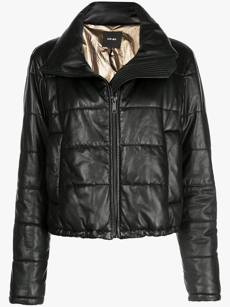 Lth Jkt Women’s Cay Cropped Puffer Leather Jacket - Saint Bernard