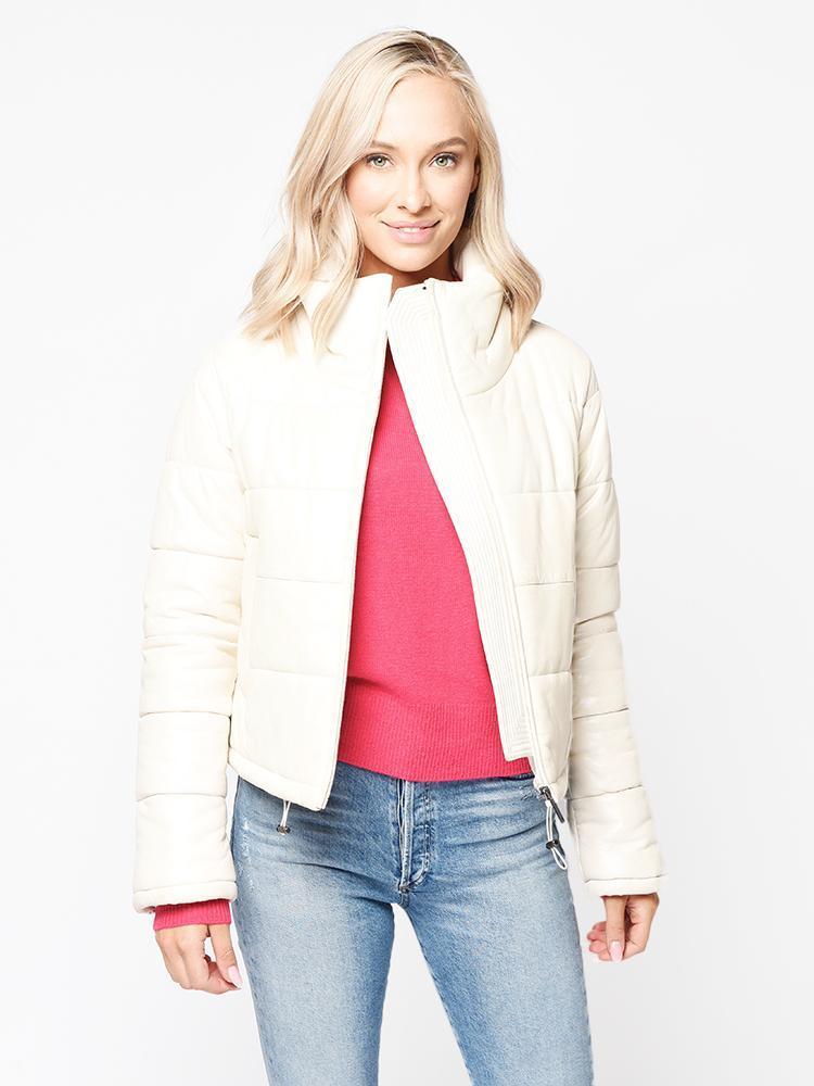 Lth Jkt Women’s Cay Cropped Puffer Leather Jacket - Saint Bernard
