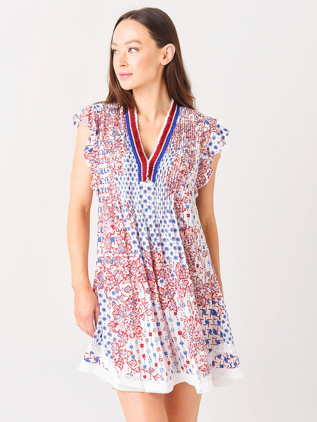 Poupette St Barth Women's Sasha Mini Lace-Trimmed Dress - Saint Bernard