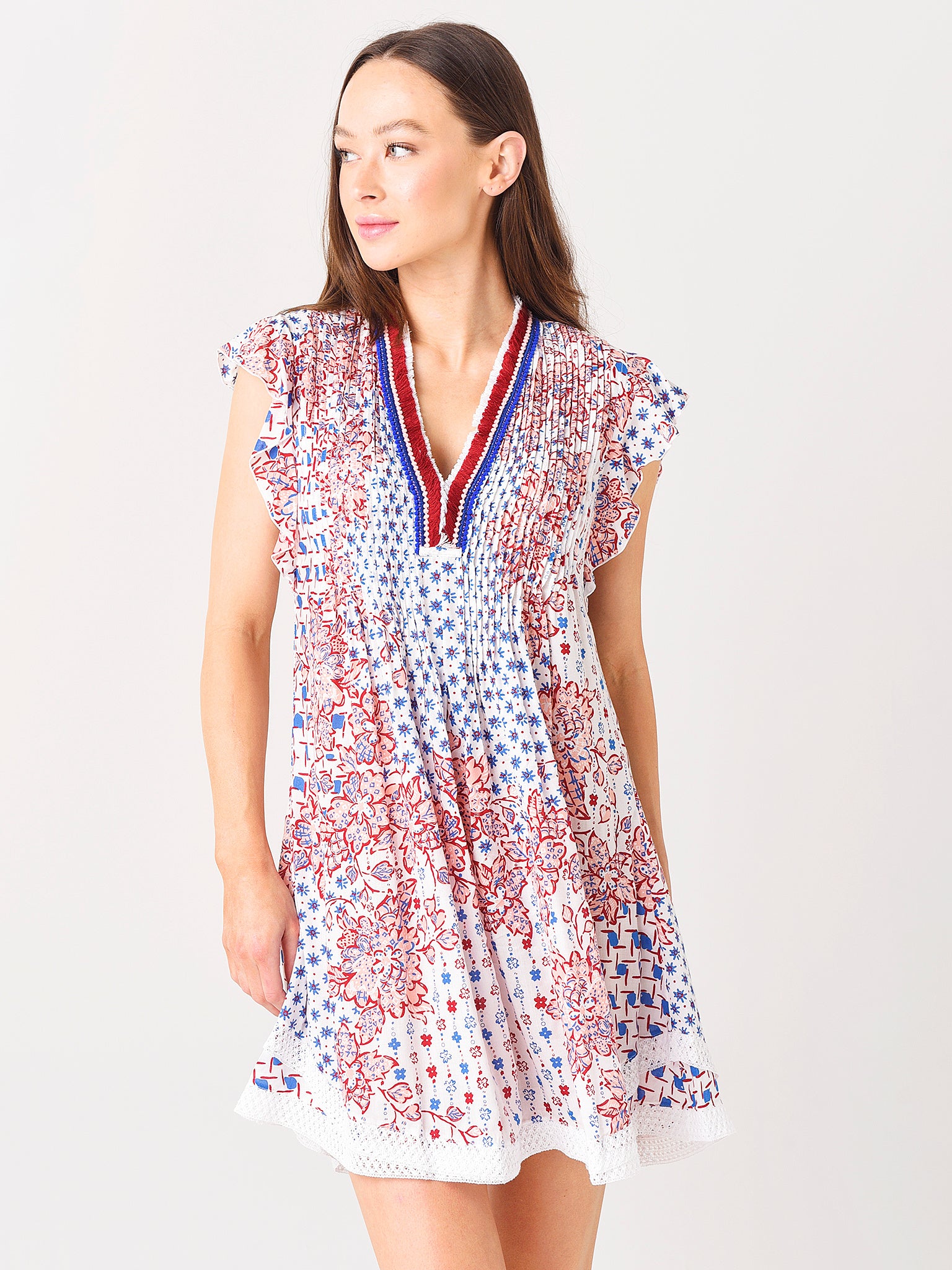 Poupette St Barth Women's Sasha Mini Lace-Trimmed Dress - Saint Bernard