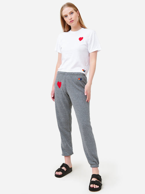 Aviator Nation Women's Heart Embroidery Sweatpant